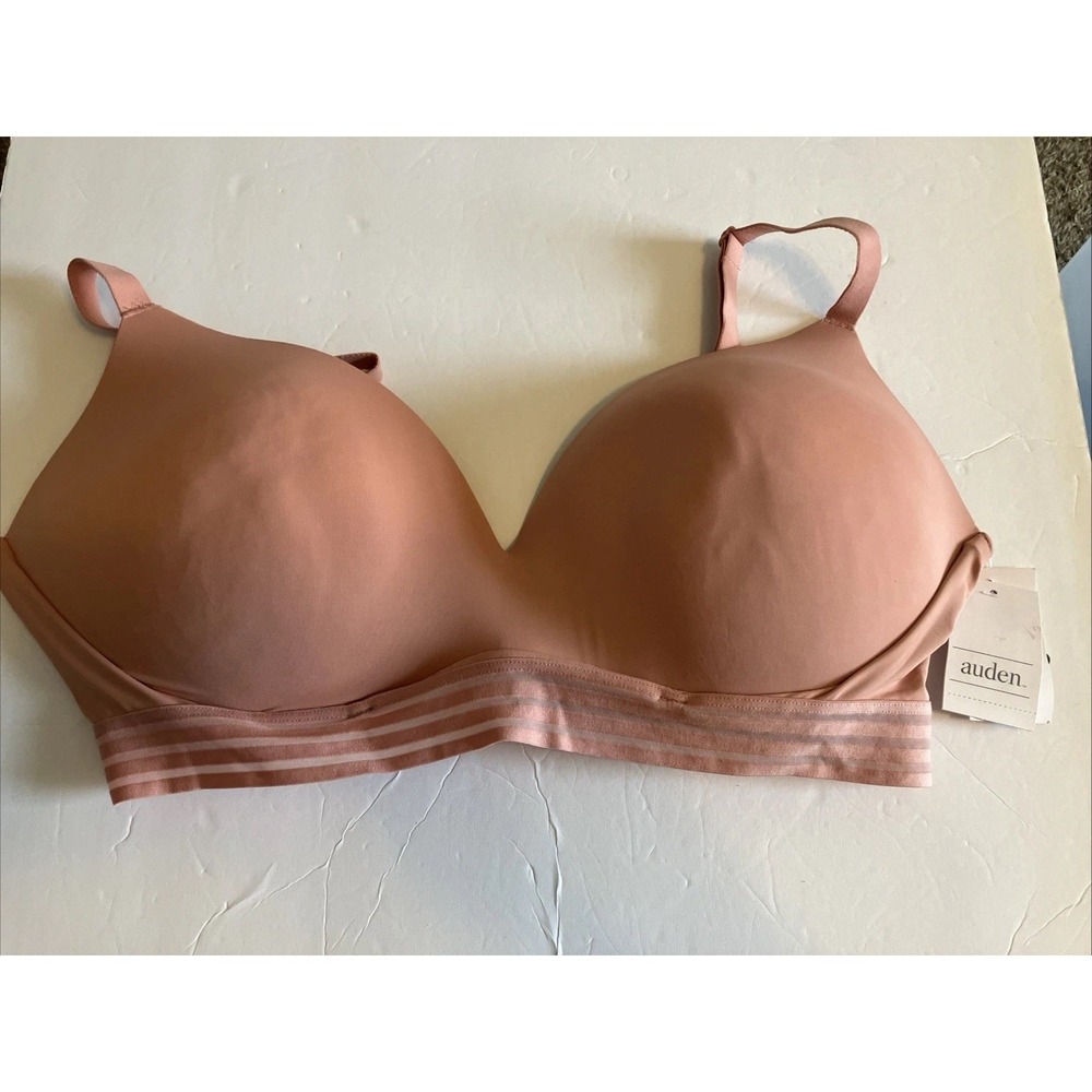 Auden Push Up Bra Women 36DD Orange NEW WireFree Solid Woven C829